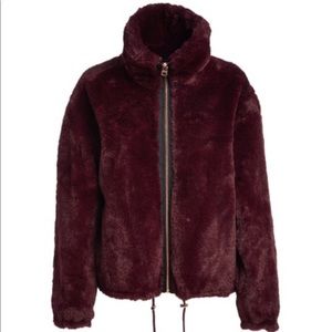 Lucky Brand Merlot Faux Fur Jacket